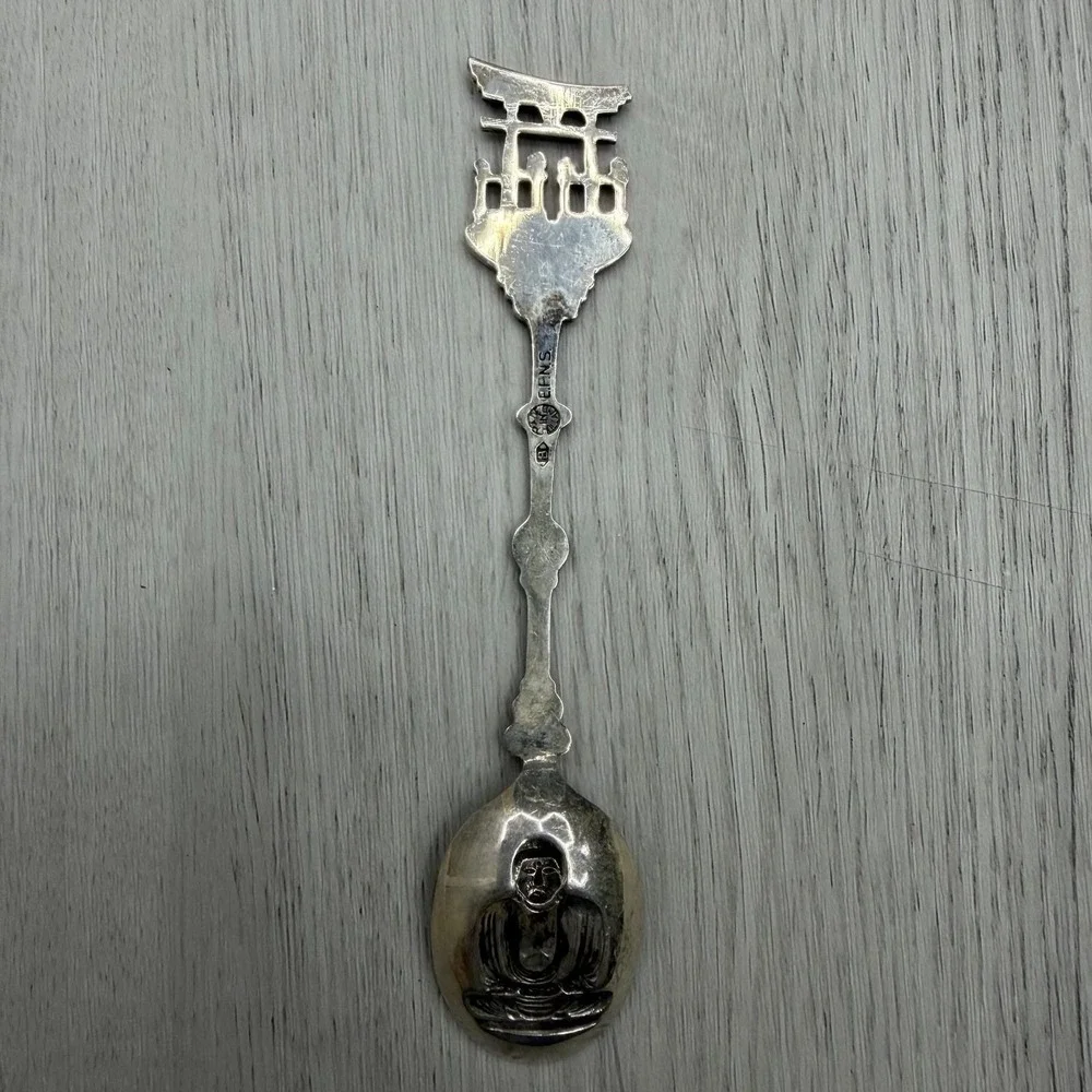 EPNS Japan Souvenir Spoon Torii Gate Finial Great Buddha Kamakura Bowl Vintage